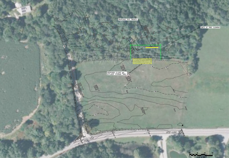 A overview of the proposed test trench at Munn Field.